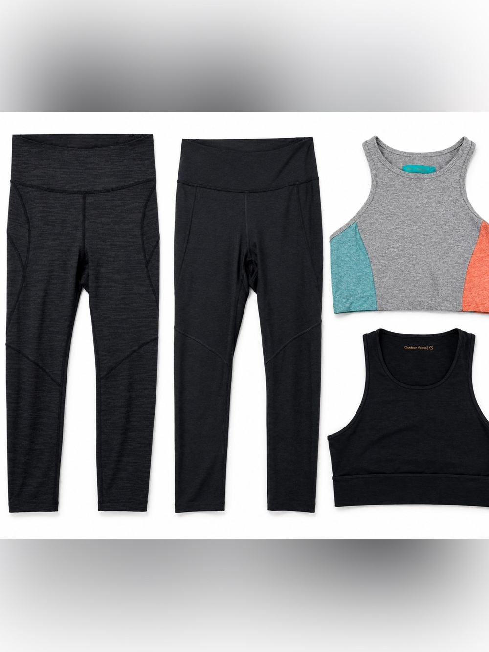 Outdoor Voices Small Activewear Bundle | 2 Leggings & 2 Sports Bras/Crop Tops